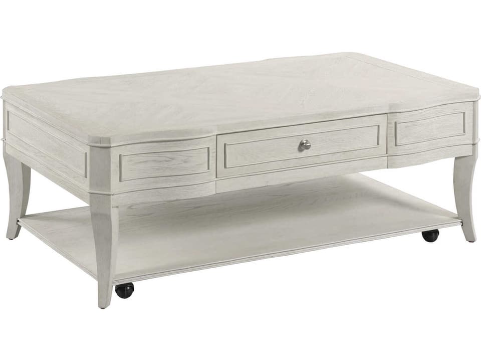 Harmony Talia Rectangle Coffee Table in Eggshell with Wood Shelf
