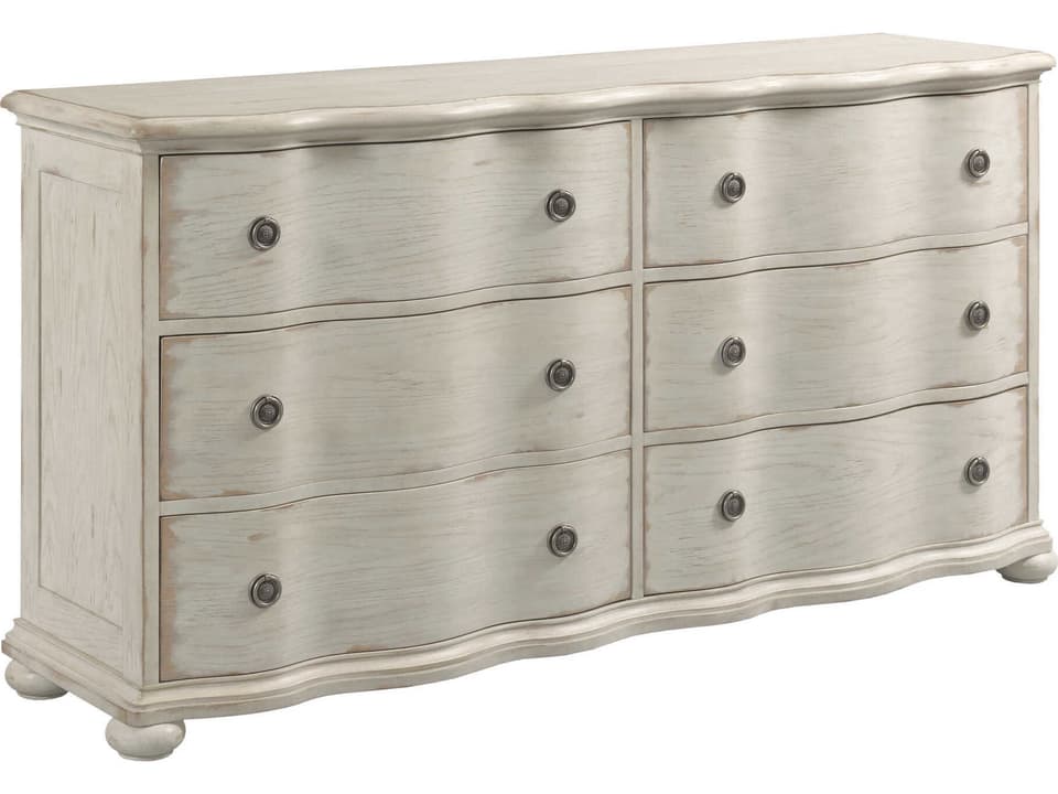 Cambric Helene Six Drawer Dresser in Creme Finish