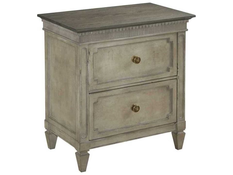 Savona Ax 2-Drawers Gray Elm Wood Nightstand
