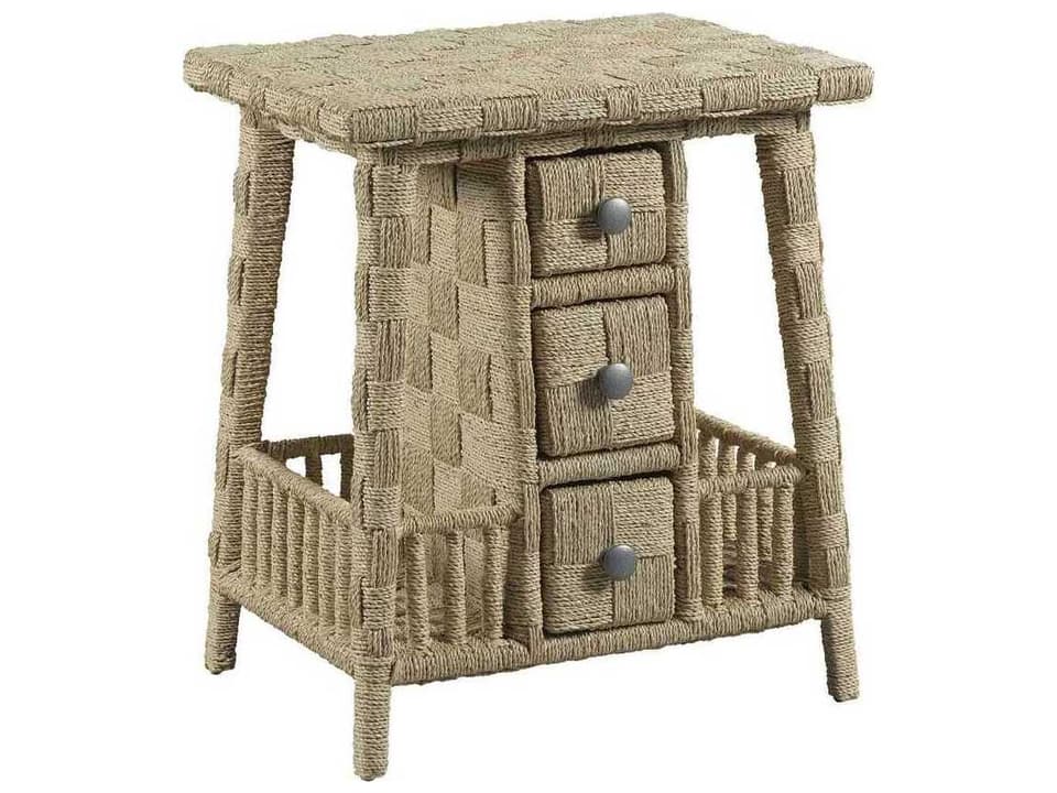 Litchfield Carolina Accent Table with Cane Details and Sunwashed Finish