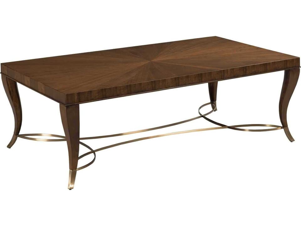 Vantage Rectangle Coffee Table with Walnut Veneers and Gold Accents