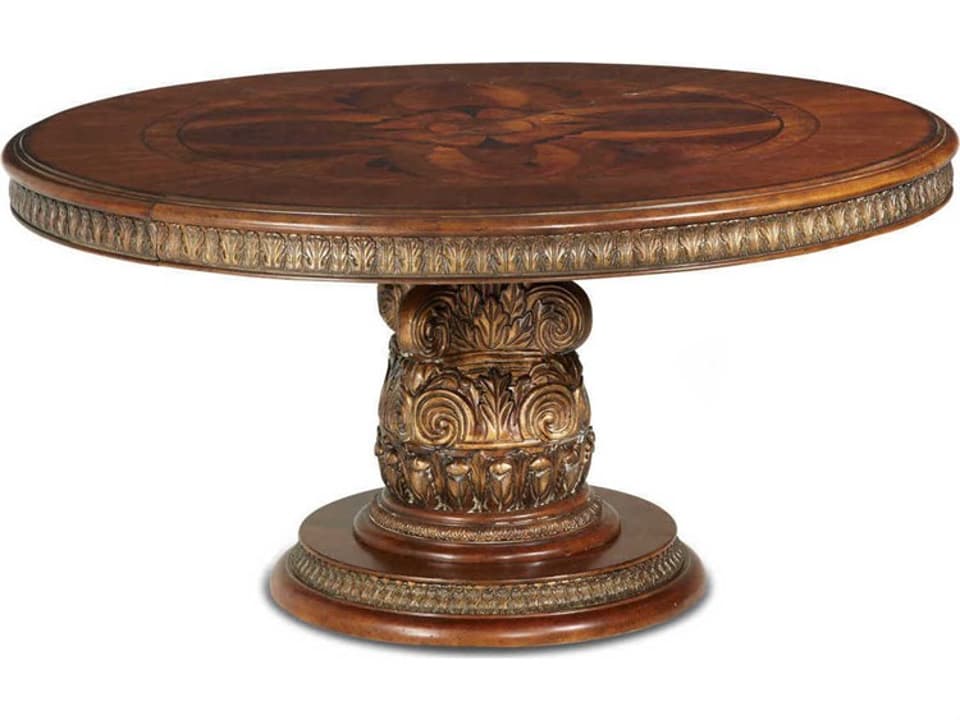 Villa Valencia 60-84 Inch Round Extendable Dining Table Classic Chestnut