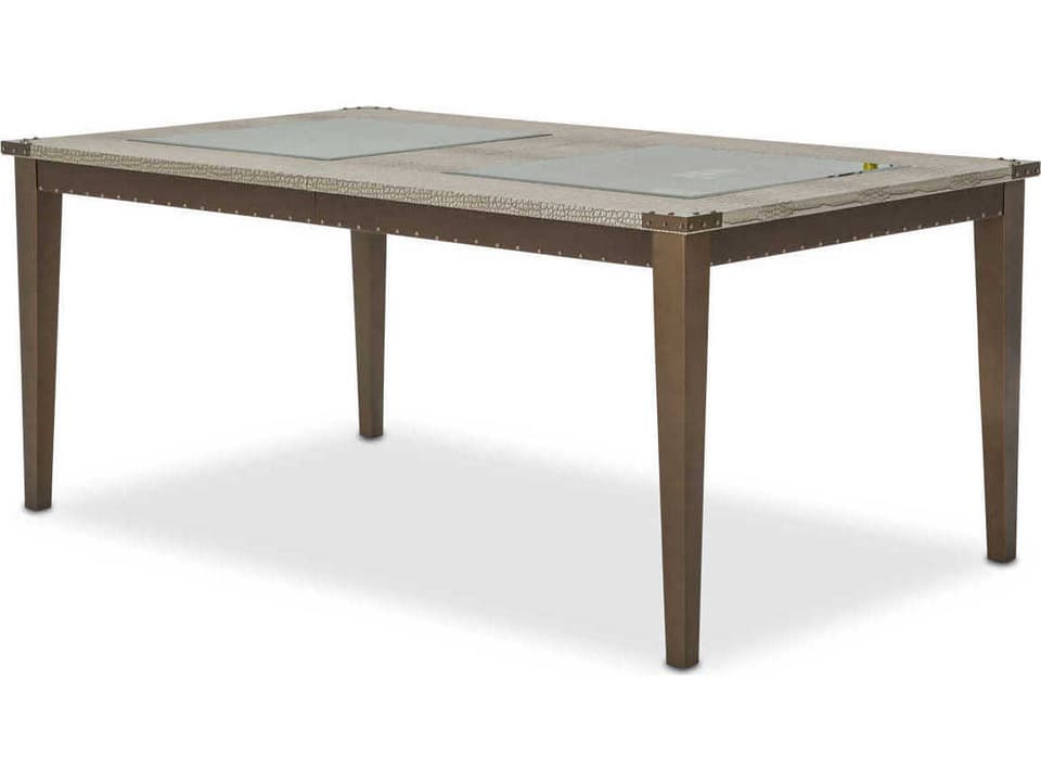 Valise Rectangle 72-96 Inch Extendable Dining Table Amazon Tan Gator Faux Leather