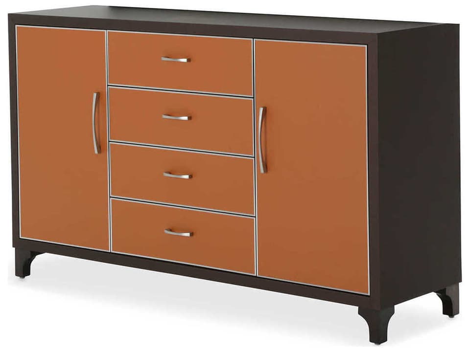 21 Cosmopolitan 4-Drawer Upholstered Dresser in Diablo Orange and Umber