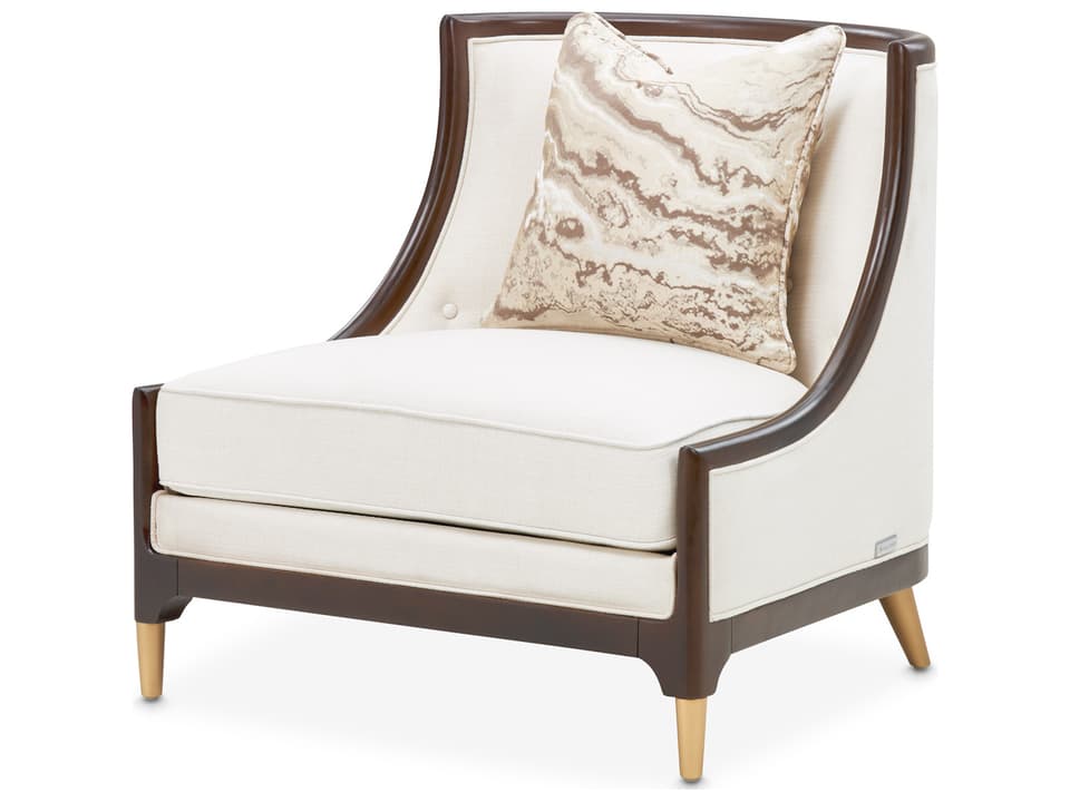 Belmont Place Cream Accent Chair with Espresso Frame and Gold Tipped Legs