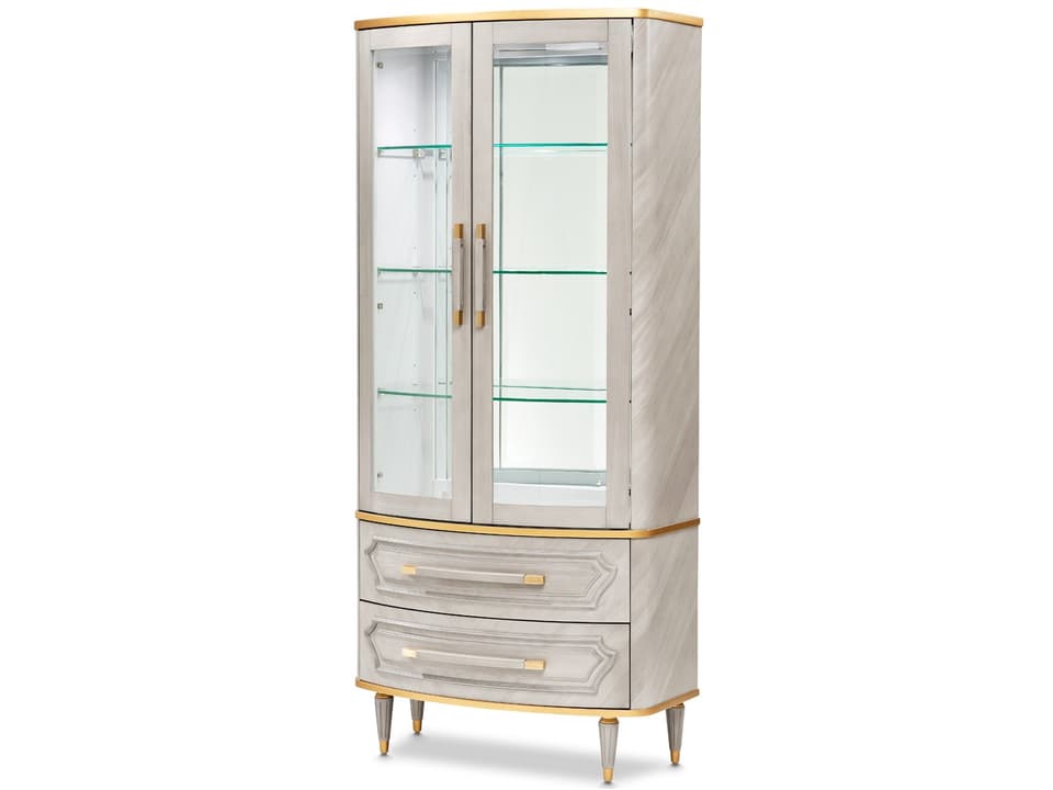 St Charles Display Cabinet in Dove Gray with Bronze Accents