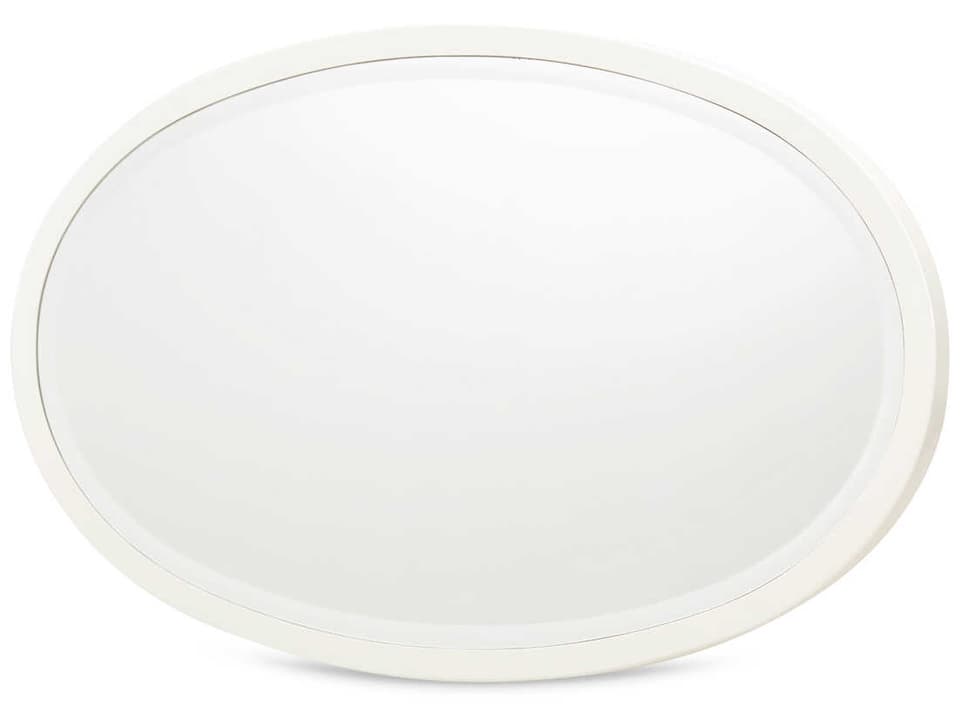 La Marisia Oval Wall Mirror in Creamy Pearl with Beveled Edge