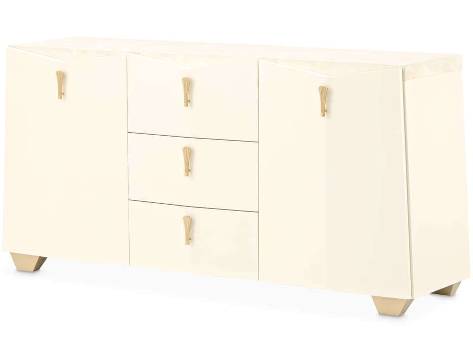 Fantosini Gold 72-Inch Creamy Pearl Sideboard with Onyx Top