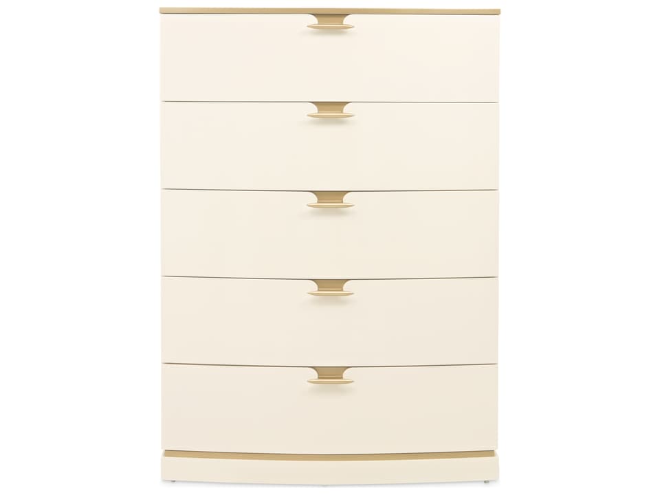 La Terrazza 5-Drawer Chest in Creamy Pearl and Gold