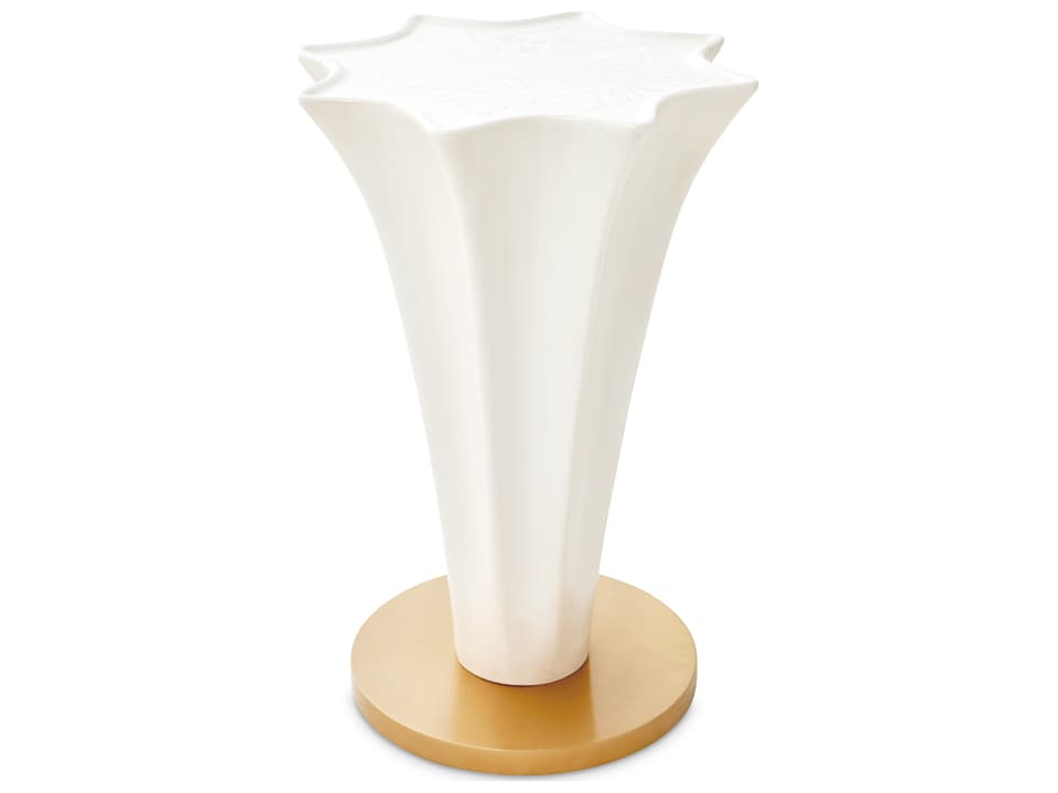 La Terrazza Hexagon Wood Creamy Pearl End Table