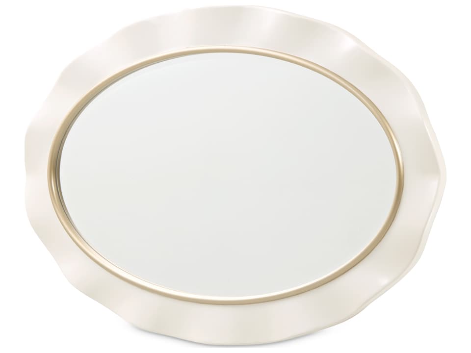 La Terrazza Oval Wall Mirror in Creamy Pearl with Gold Trim