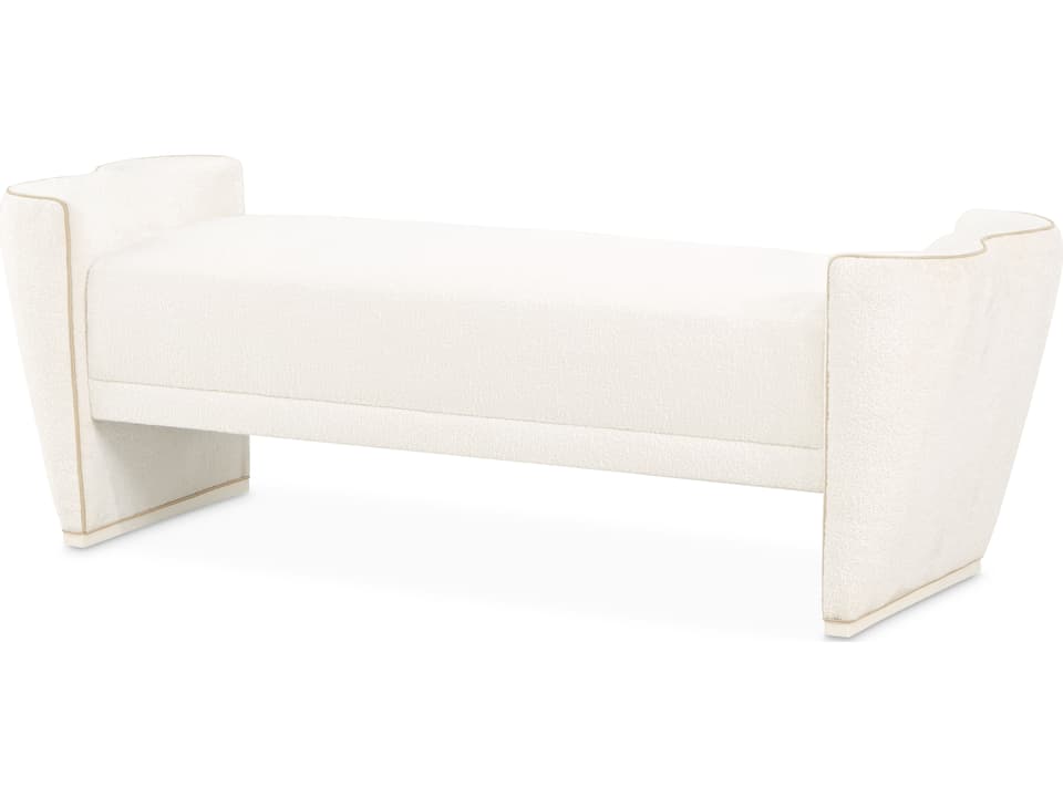 La Terrazza Upholstered Bed Bench in Creamy Pearl Jacquard Chenille
