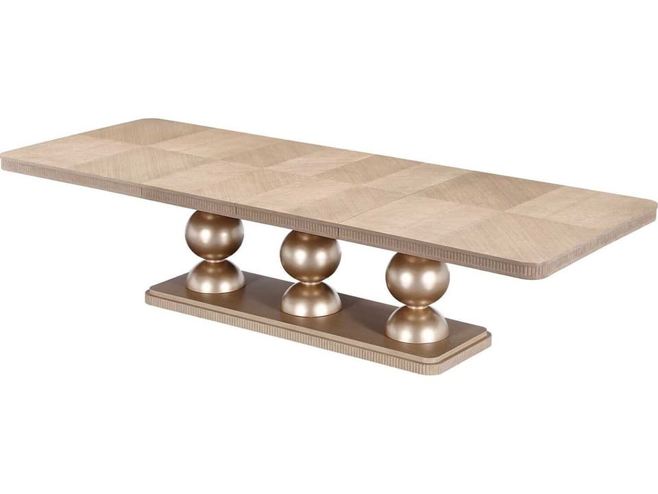 Gilded Rectangular Wood Sea Salt Caramel Dining Table