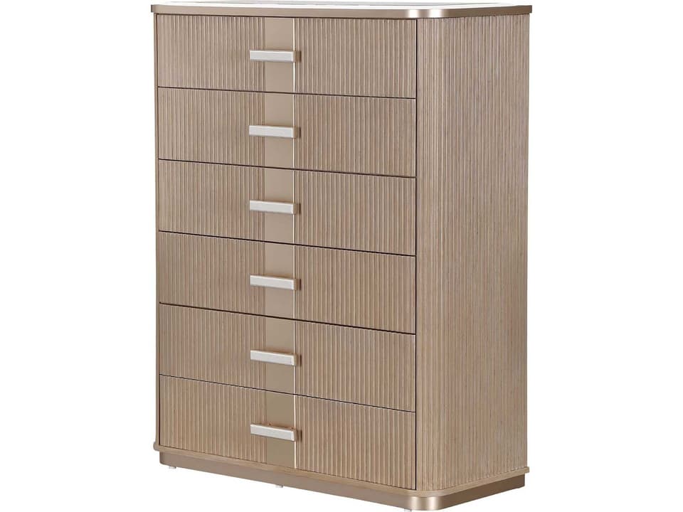 West Kensington Caramel 6-Drawer Highboy Chest with Marble Top