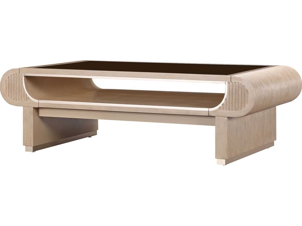 Gilded Rectangular Glass Sea Salt Caramel Coffee Table
