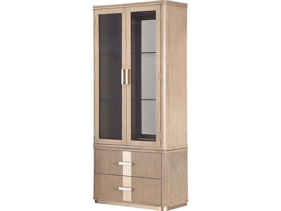 West Kensington 2-Door Display Cabinet in Sea Salt Caramel with LED Lighting