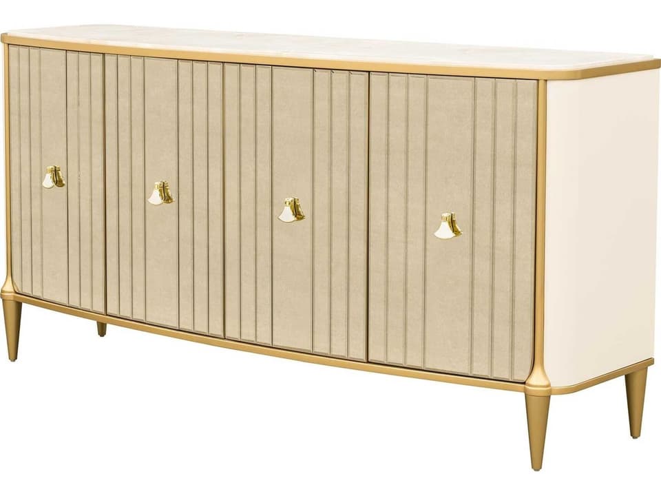 Gilded 72" Poplar Wood Light Champagne Sideboard