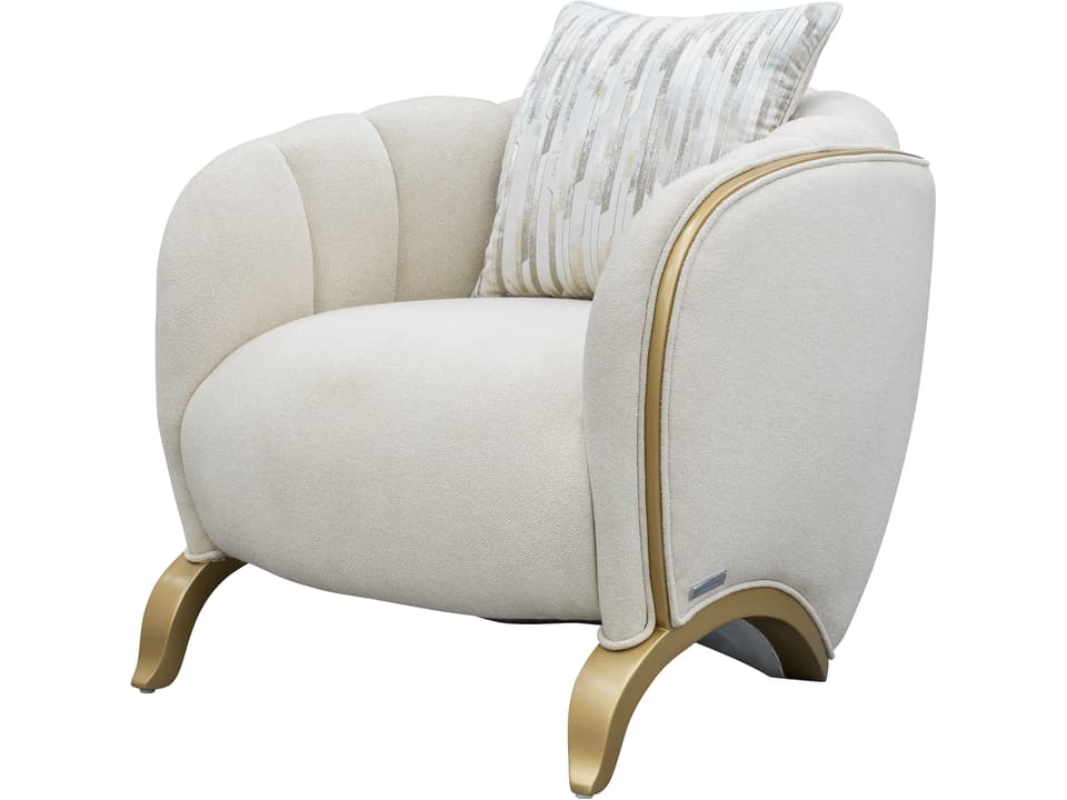 Scotts Square Cornsilk Chenille Upholstered Accent Chair in Light Champagne