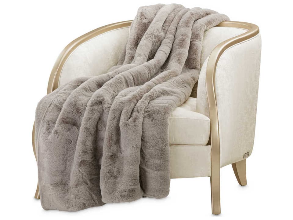 Hopps Faux Fur Throw Blanket in Platinum