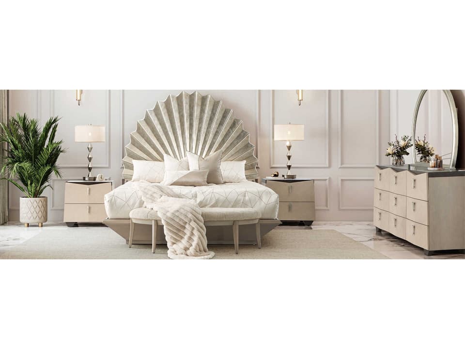 Michael Amini Villa Cherie Hazelnut Bedroom Set | N9008000HQN-410