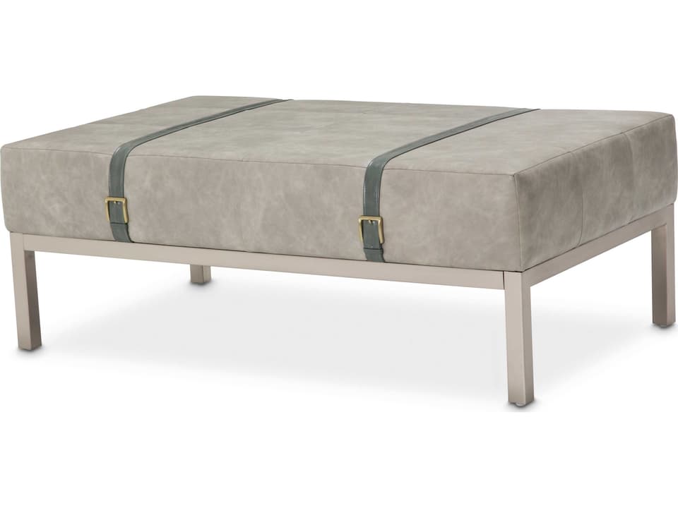 Menlo Station Rectangular Faux Leather Coffee Table in Eucalyptus Finish