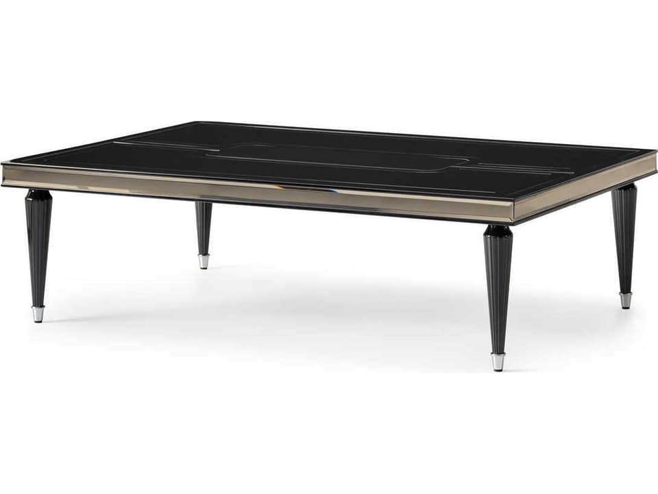 La Francaise Rectangle Coffee Table in Black Ice with Mirrored Trim