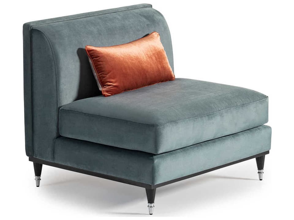 La Francaise Upholstered Azure Velvet Slipper Chair