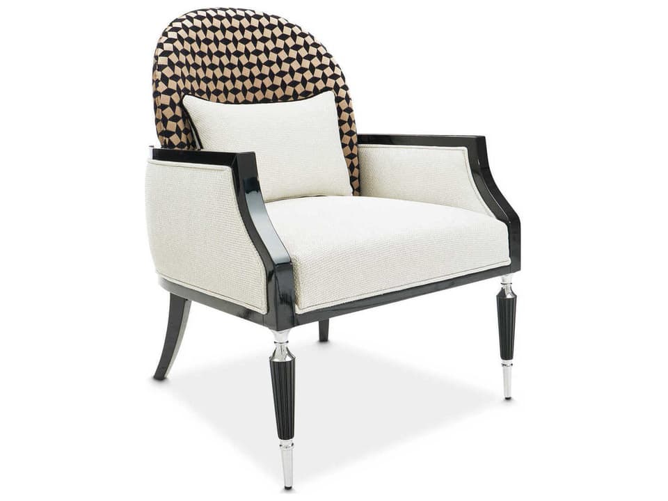 Gilded White Fabric Accent Chair