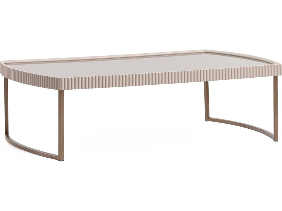 Lisbon Oval Cocktail Table in Silken Cream and Matte Bronze