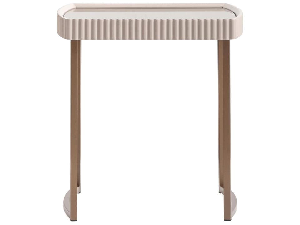 Lisbon Square End Table in Silken Cream and Bronze