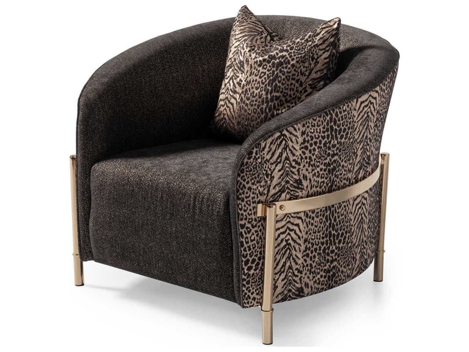 Lisbon Upholstered Accent Chair in Onyx Gold with Metal Frame