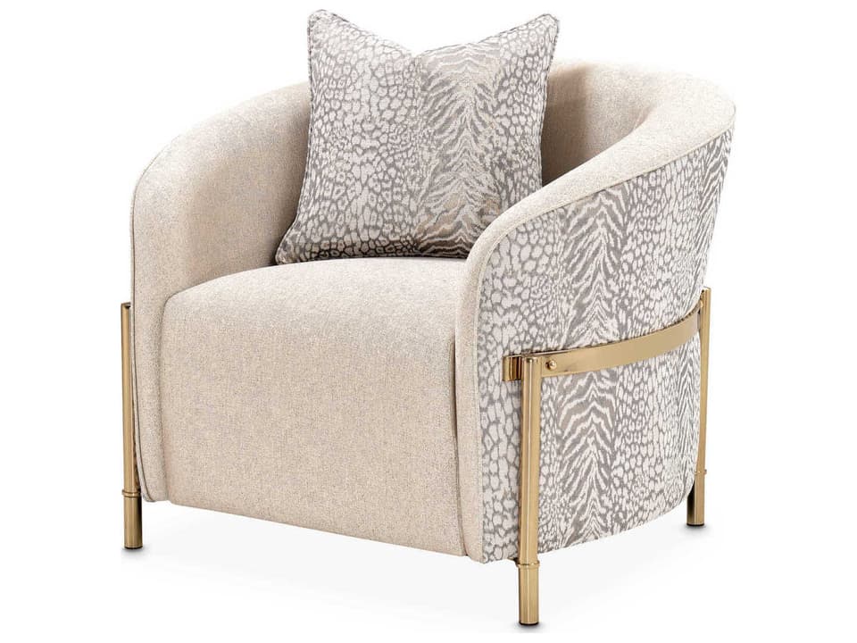 Lisbon Accent Chair Opal Gold Chenille Upholstery with Metal Frame