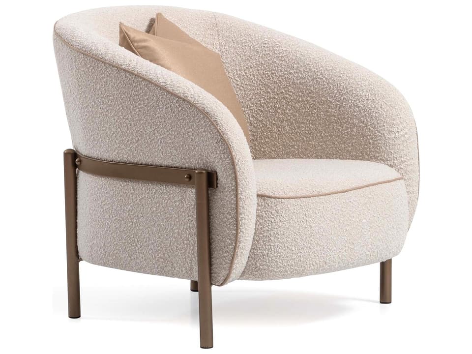 Lisbon Oyster Bouclé Accent Chair with Matte Bronze Frame