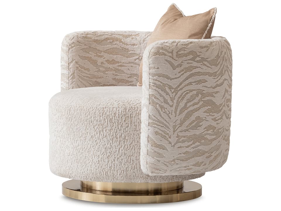 Savannah Breeze Swivel Accent Chair in Cashmere and Bright Gold