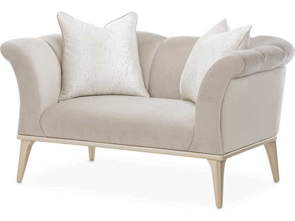 Yvette Cream Velvet Chair and a Half with Champagne Finish