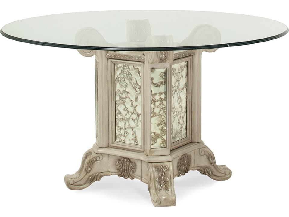 Platine de Royale Round Glass Dining Table in Champagne Finish