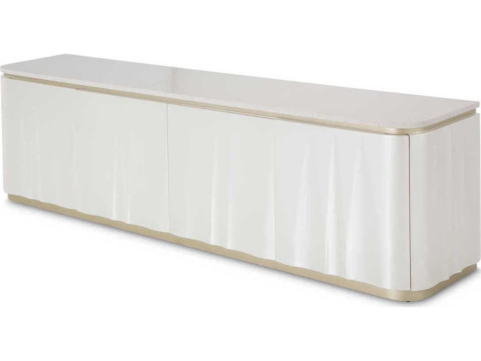 Gilded 78" Poplar Wood Creamy Pearl Media Console