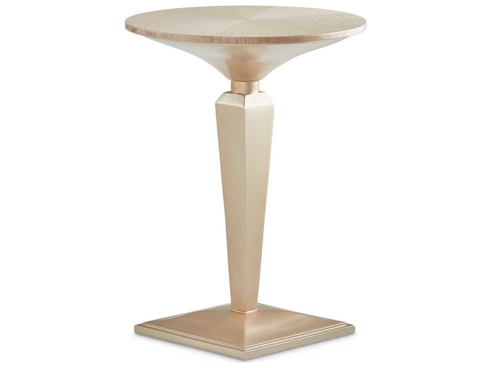 Gilded Round Wood Chardonnay End Table