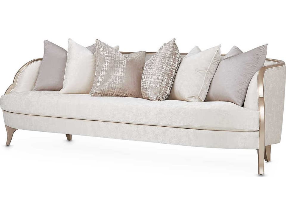 Malibu Crest 3-Seat Cloud White Fabric Sofa with Chardonnay Trim