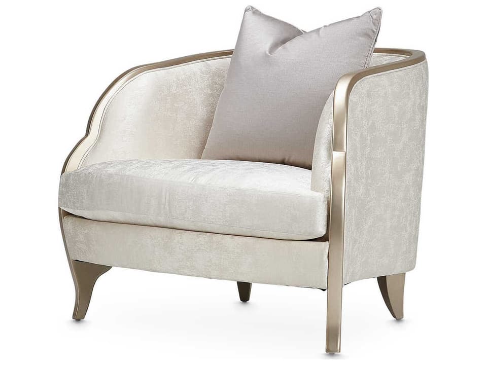 Malibu Crest Upholstered Accent Chair in Cloud White with Chardonnay Finish