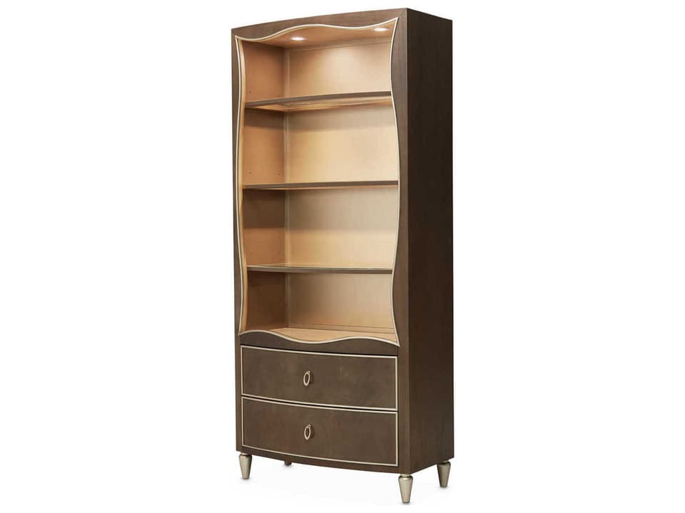 Villa Cherie Hazelnut Bookcase with LED Lighting