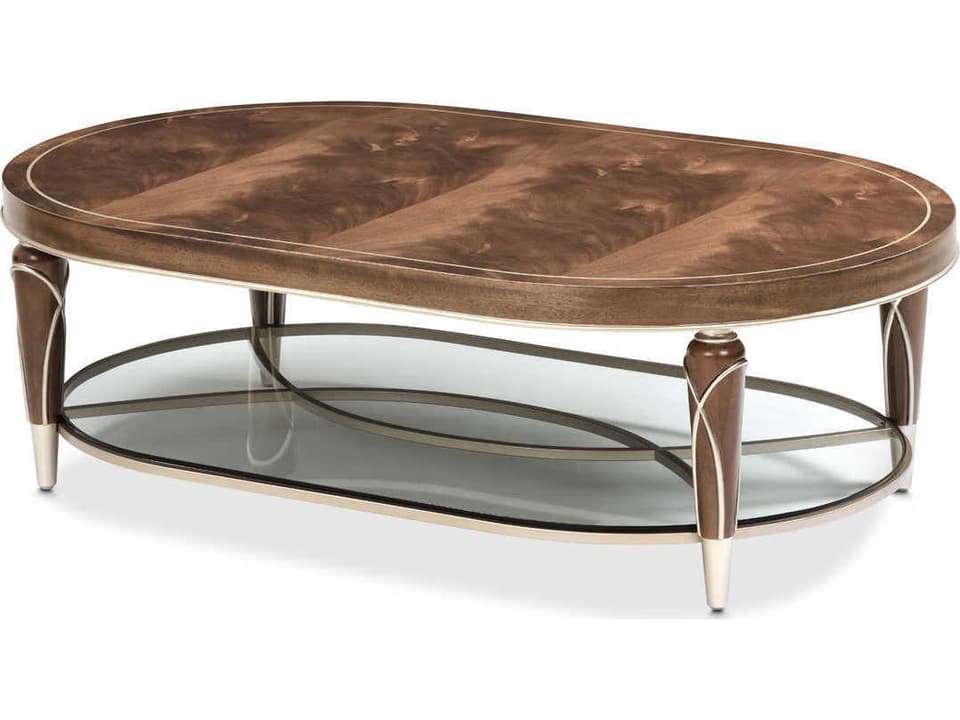 Villa Cherie Oval Coffee Table in Hazelnut and Chardonnay