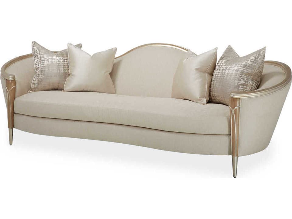 Villa Cherie 3-Seat Linen Sofa in Pearl with Chardonnay Trim