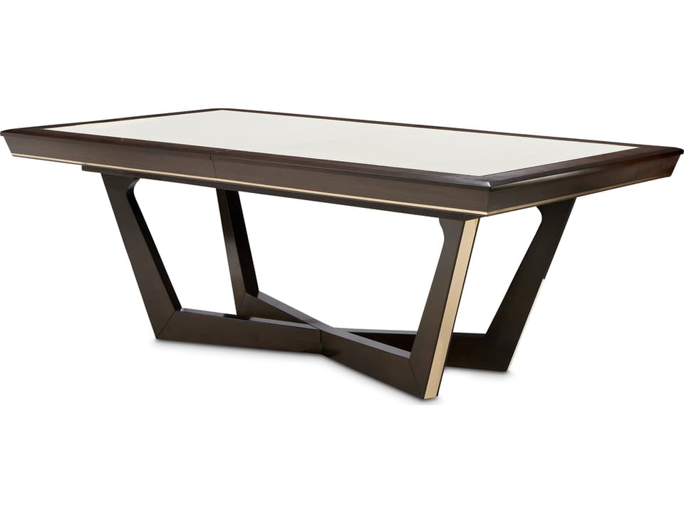 Belmont Place Extendable Rectangular Dining Table in Espresso with Gold Trim