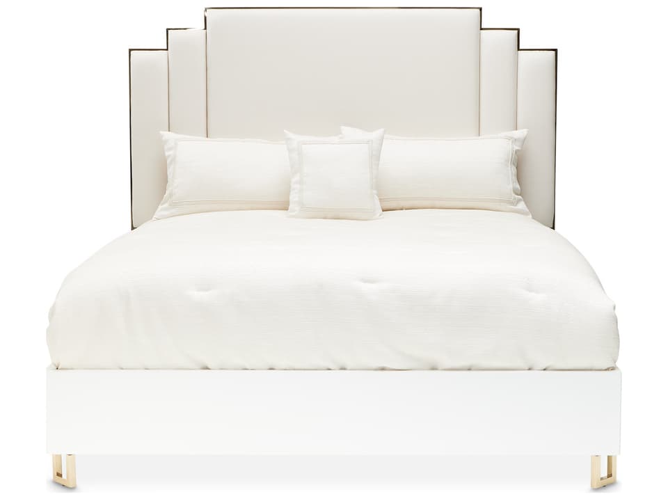 Palm Gate Eastern King Upholstered Platform Bed in Cloud White