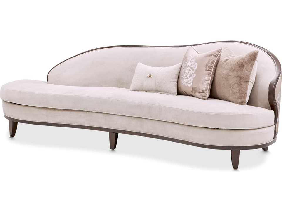 Camellia Field Asymmetrical Velvet Sofa Linen Warm Pecan