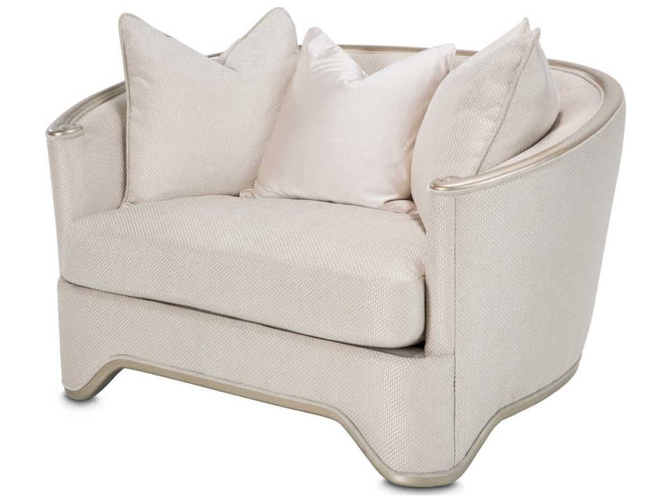 London Place Champagne Fabric Chair and a Half with Platinum Accents