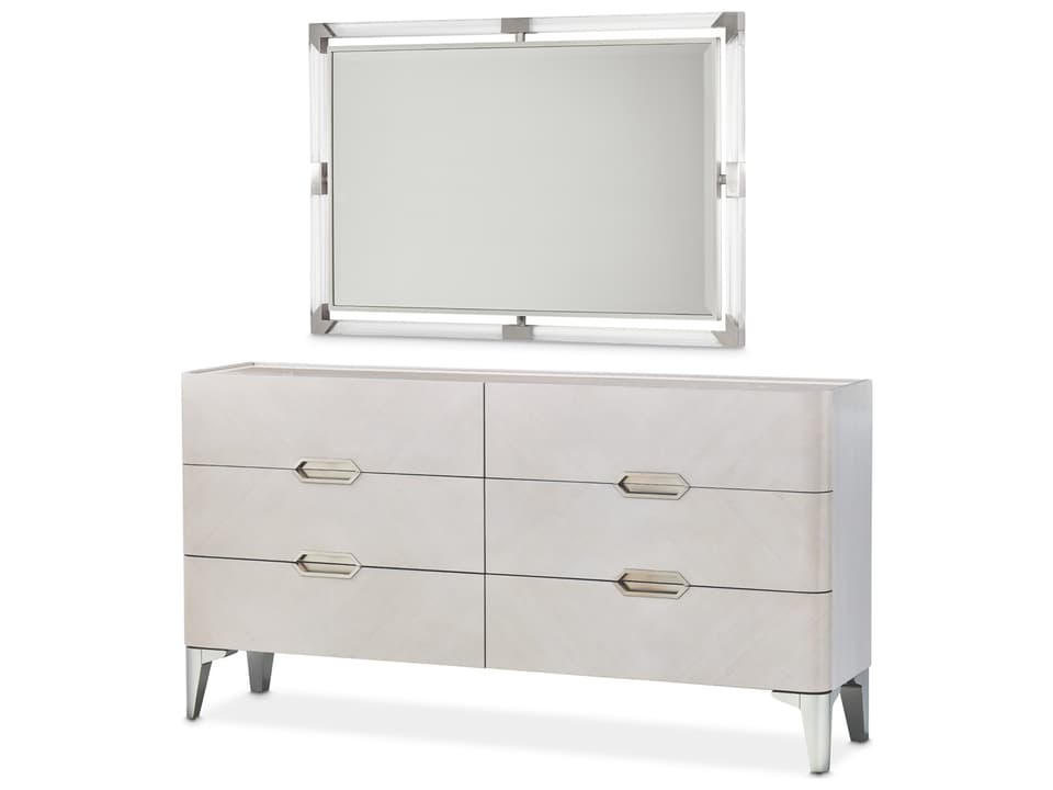 Penthouse Dresser & Mirror Set - Ash Gray Michael Amini