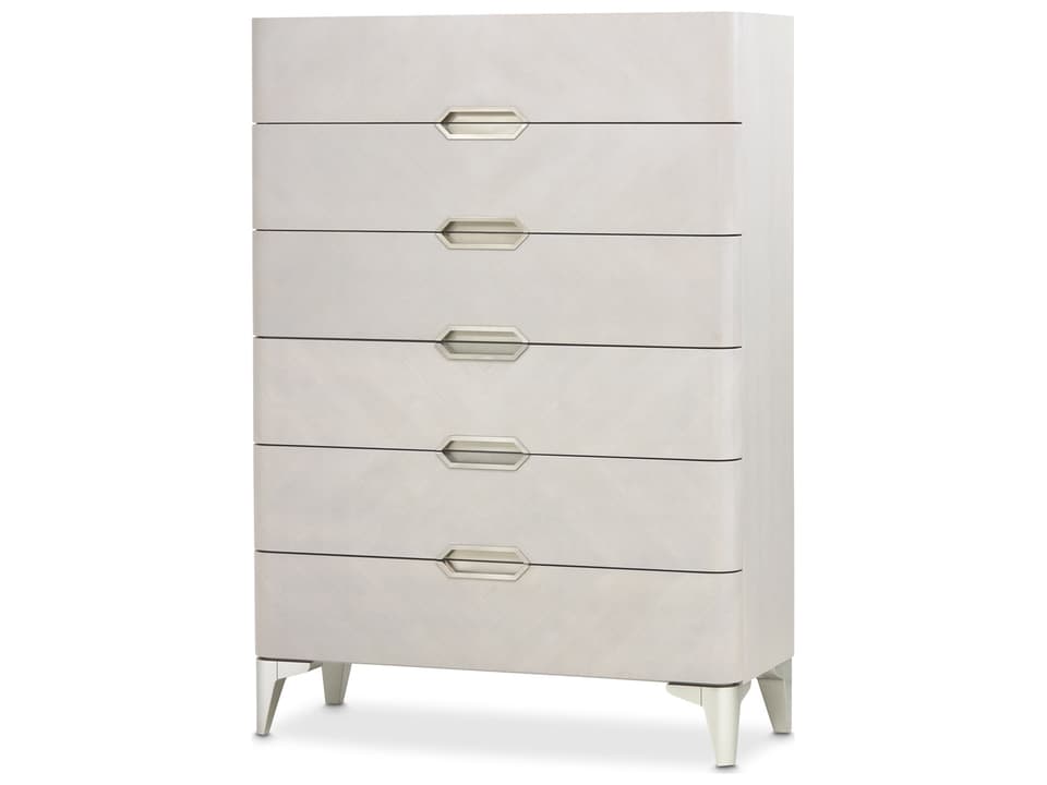 Penthouse 6-Drawer Chest in Ash Gray with Stainless Steel Accents