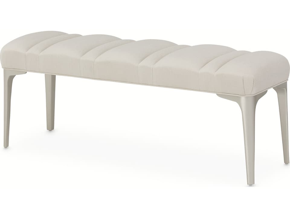 Penthouse Upholstered Accent Bench Frosted Linen Silver Mist